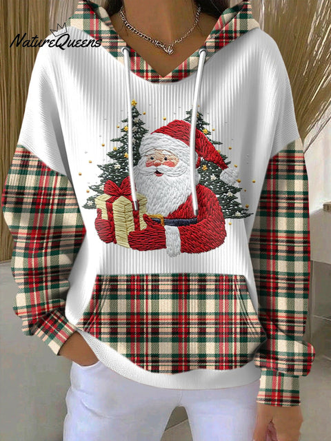 Women's Casual Santa Claus Print Long Sleeve Hooded Sweatshirt