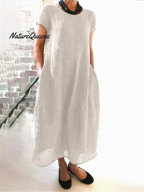 Women's Pure Color Elegant Cotton Dress