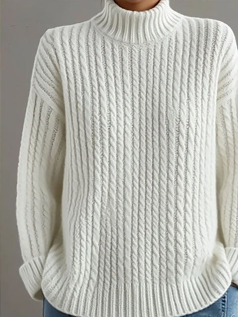Women'S Casual Turtleneck Long Sleeve Solid Color Sweater