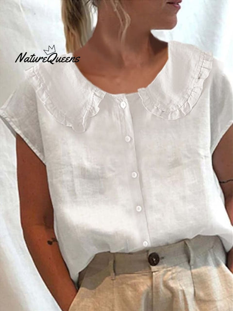 Women's Doll Collar Button Up Casual Shirt