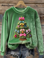 Women's Christmas Tree Art Print Flannel Sweatshirt