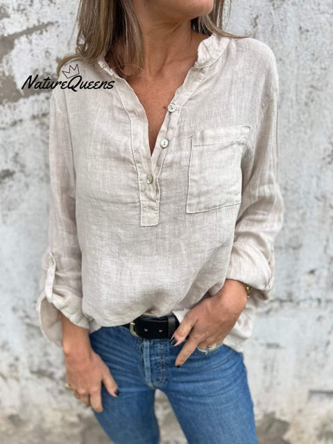 Long Sleeve V-Neck Casual Shirt