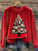 Women's Christmas Tree Art Print Flannel Sweatshirt