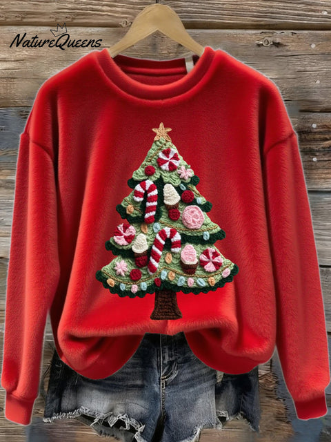 Women's Christmas Tree Art Print Flannel Sweatshirt