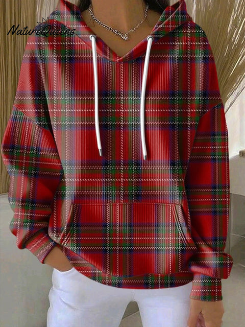 Women's casual Christmas plaid sweatshirt
