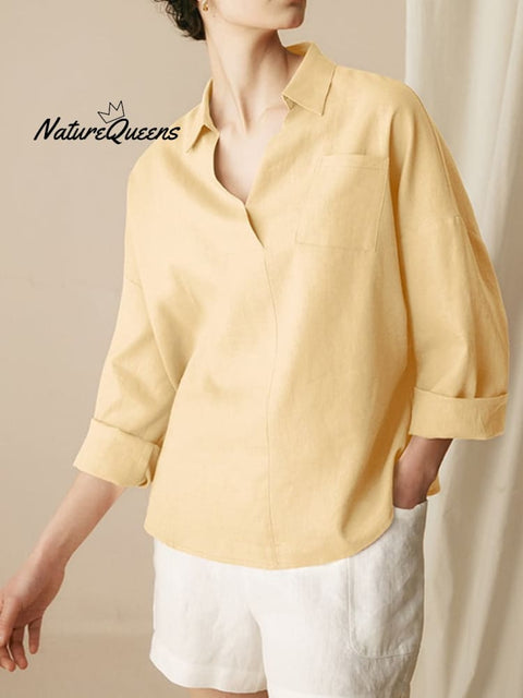 Women'S Linen Long Sleeve Shirt