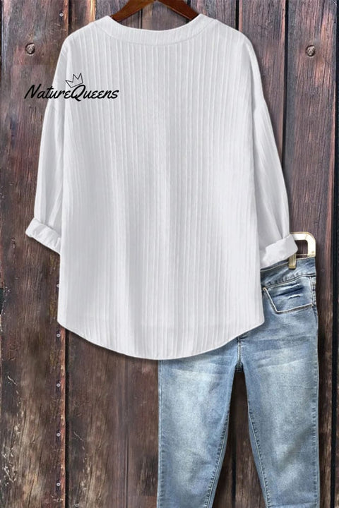Solid Split Neck Front Pocket Top