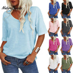 Women's Solid Color V-Neck T-shirt