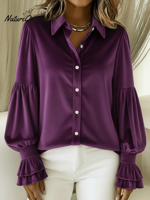 Women's Velvet Balloon Sleeve Shirt