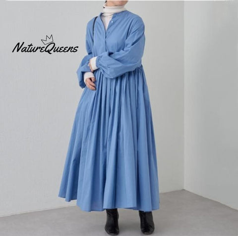 Casual Pleated Bat Sleeve Midi Dress