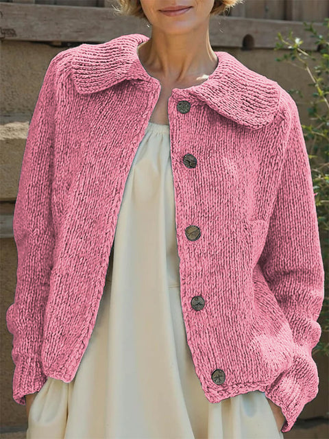 Women's Doll Collar Design Button Cardigan Sweater