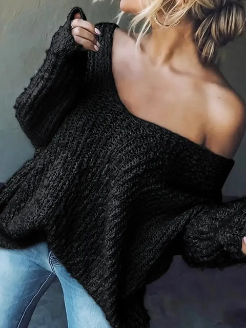 Women's Off-the-Shoulder Sweater Loose Lightweight Pullover Top
