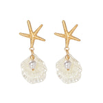 Starfish Imitation Pearl Shell Earrings