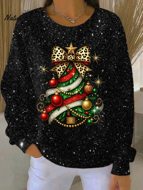 Women's Christmas Print Round Neck Sweatshirt