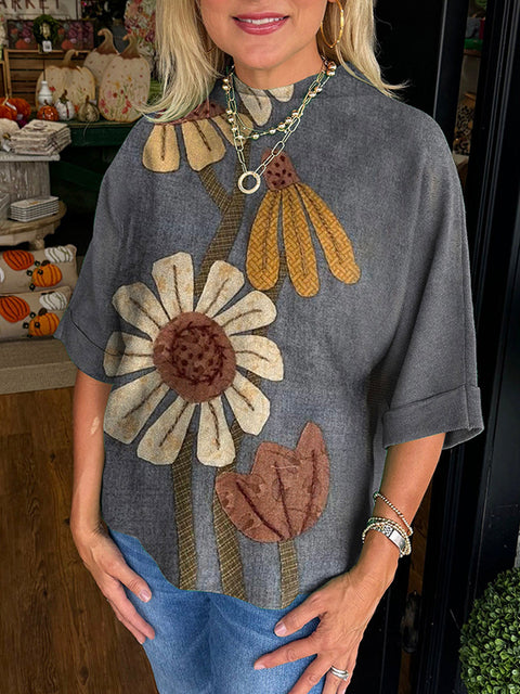 Casual Flower Decoration Top