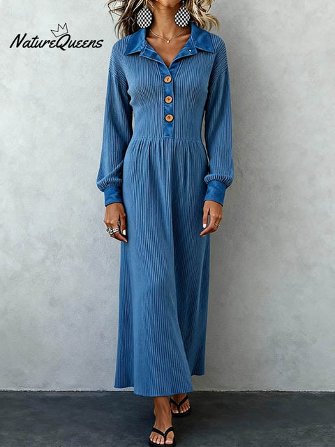 Women's Casual Solid Color Long-Sleeved Dress