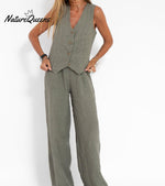 Vest & Pants Cotton Leisure Suit Grey / S