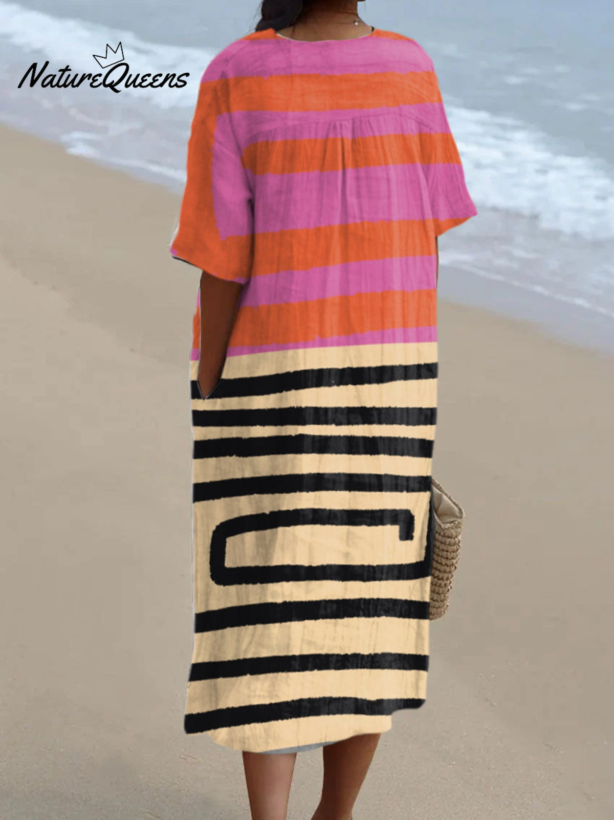 Abstract Painterly V-neck Resort Dress