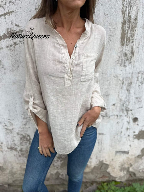 Long Sleeve V-Neck Casual Shirt