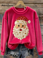 Women's Vintage Santa Art Print Flannel Sweatshirt