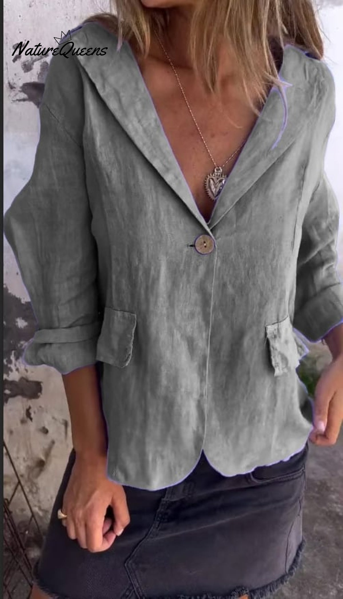 Cotton and Linen Casual Lapel Single-button Thin Coat (Buy 2 Free Shipping)