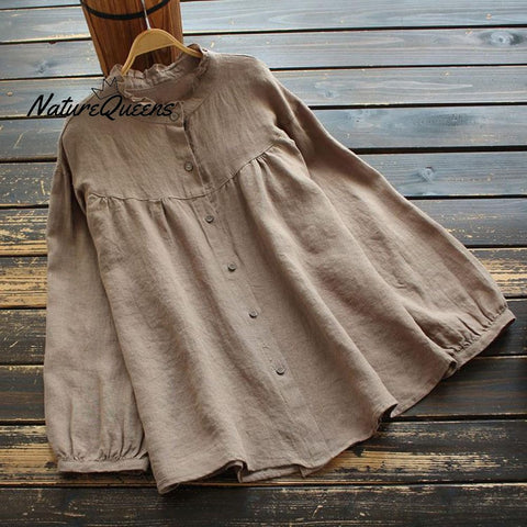 Long Sleeve Loose Cotton Shirt