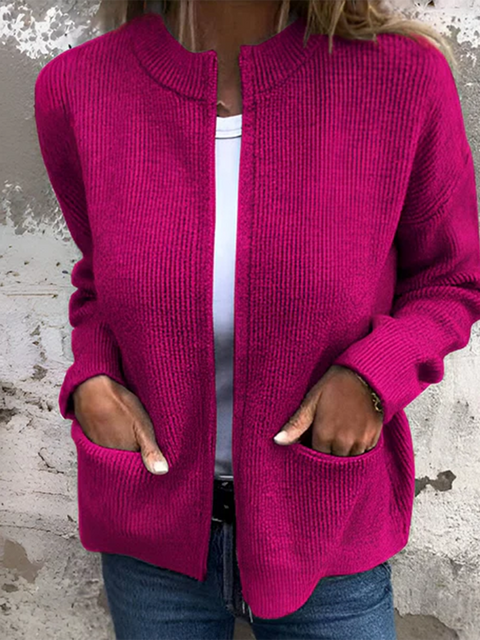 Women's Zippered Knit Pocket Jacket
