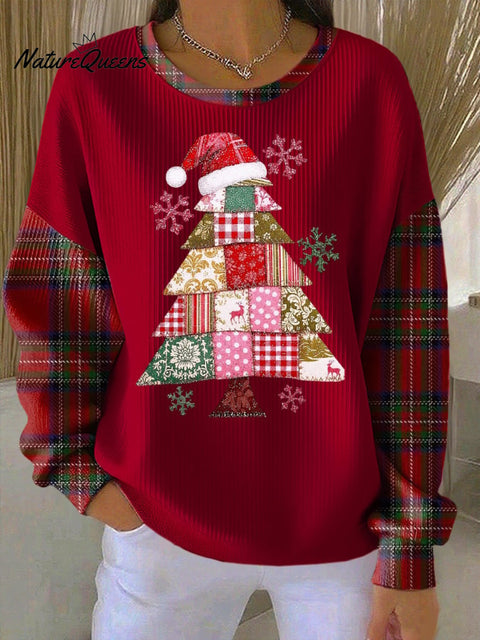 Women's casual Christmas tree texture sweatshirt