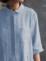 Women‘s Casual Elegant Double Pockets Half - Sleeve Dress