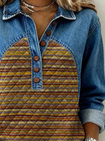 Women'S Casual Color-Blocked Pullover Sweatshirt