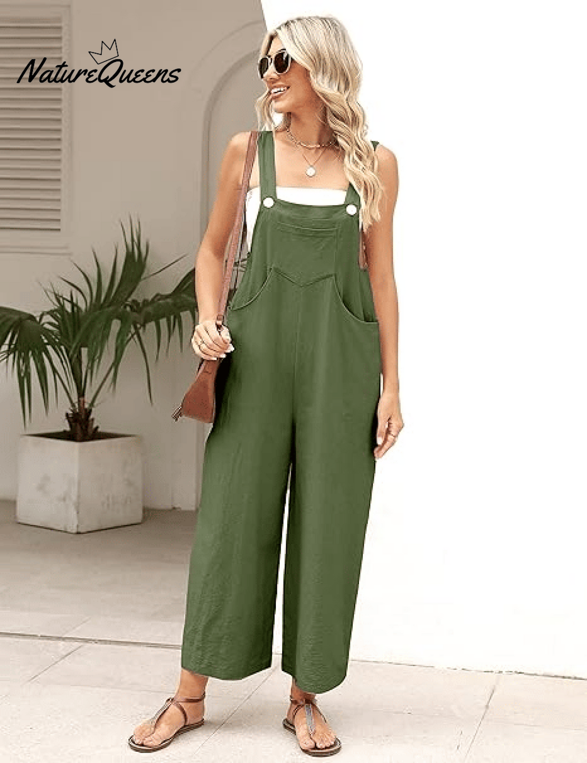Women's Summer Cotton Linen Overalls â€?Adjustable & Relaxed Fit Jumpsuit