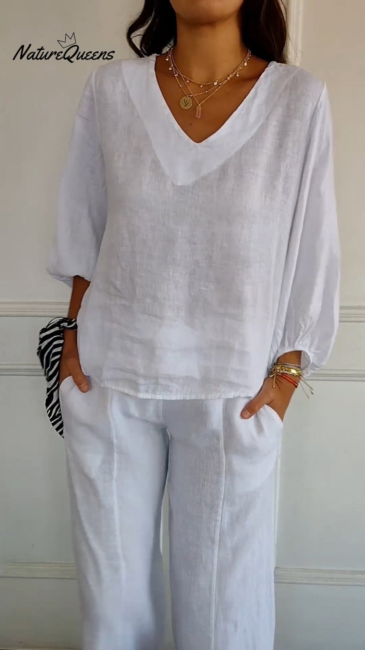 Lantern Sleeve Design Cotton and Linen Top (Buy 2 Free Shipping)