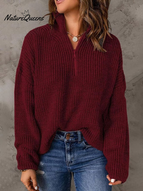 Women's Knit Zipper Sweatshirt