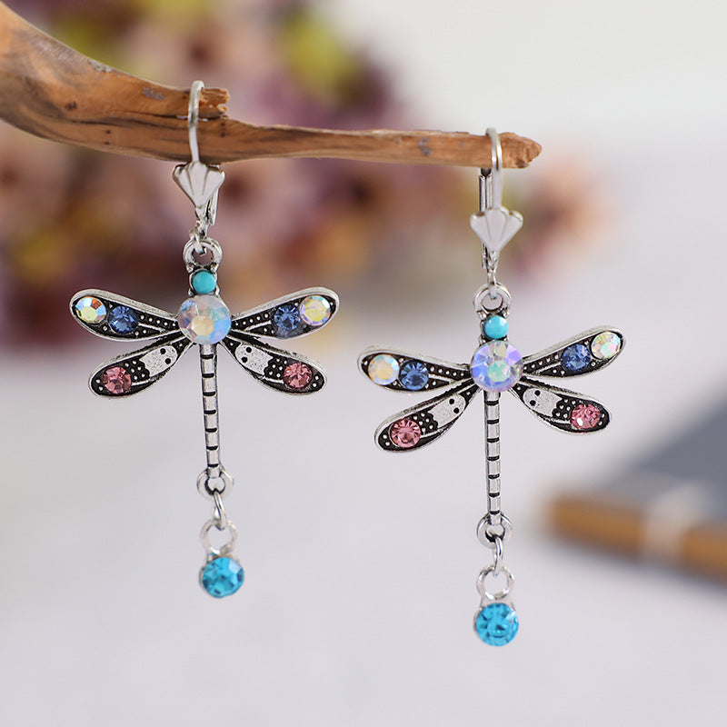 Color Diamond Dragonfly Earrings
