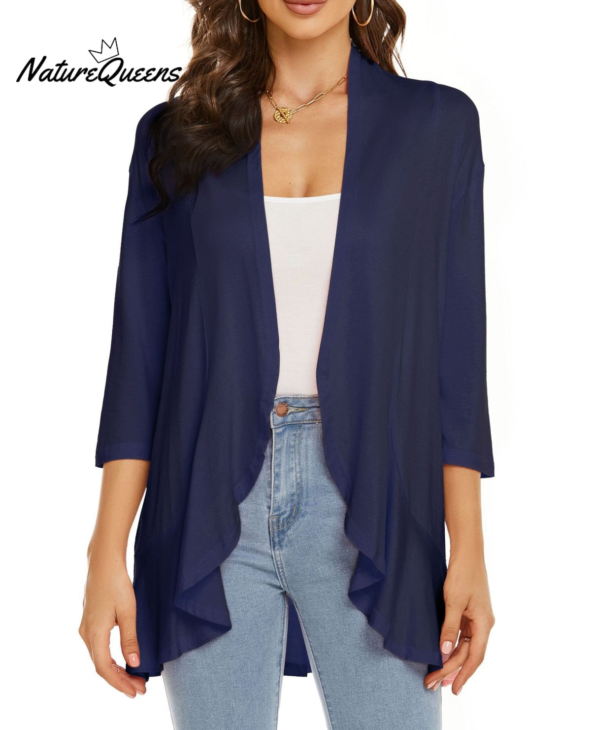 Women’s Casual Lightweight Open Front Cardigans Navy Blue / S (Uk6 - 8)