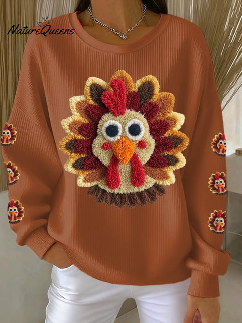 Women's Thanksgiving Turkey Print Sweatshirt