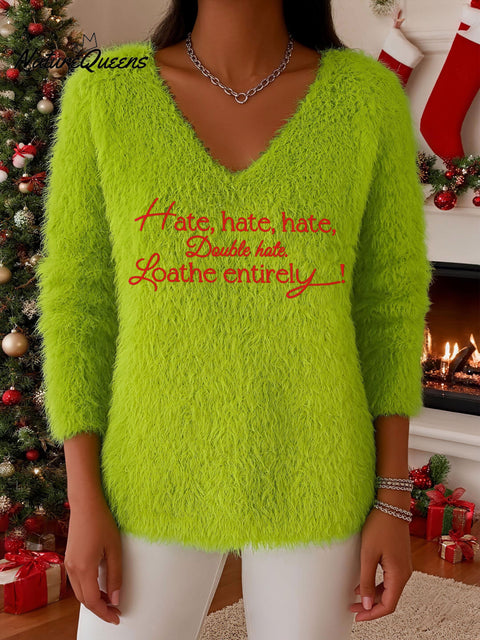 Women's Christmas Green Plush Art T-shirt