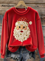 Women's Vintage Santa Art Print Flannel Sweatshirt
