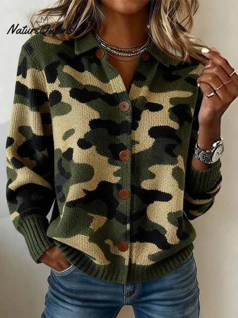 Women's Autumn/Winter Camouflage Print Cardigan
