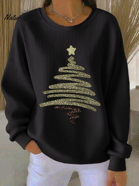 Women's Glitter Christmas Tree Print Sweatshirt