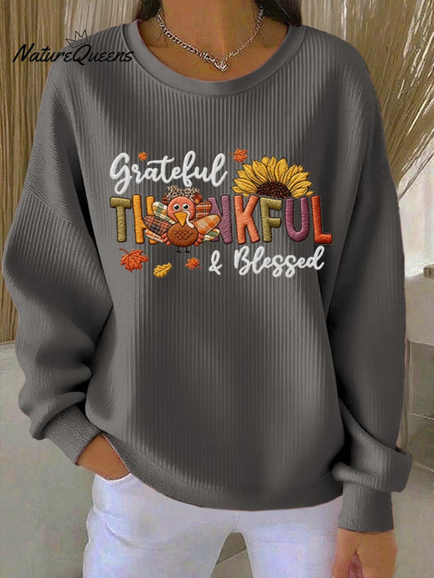 Women's casual autumn Thanksgiving turkey texture sweatshirt