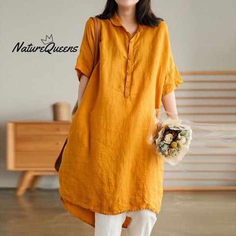 Simple Loose Solid Color Mid Sleeve Lapel Shirt