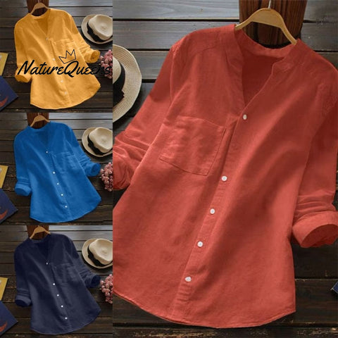 Linen Cotton Casual Loose Shirt-Buy 3 Free Shipping