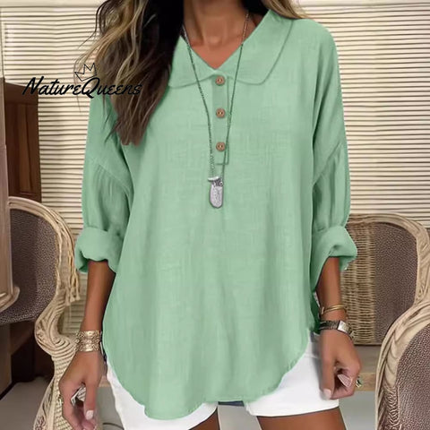 Casual Lapel Button Long Sleeve Shirt Top