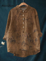 Women's Horse Art Print Casual Cotton and Linen Top