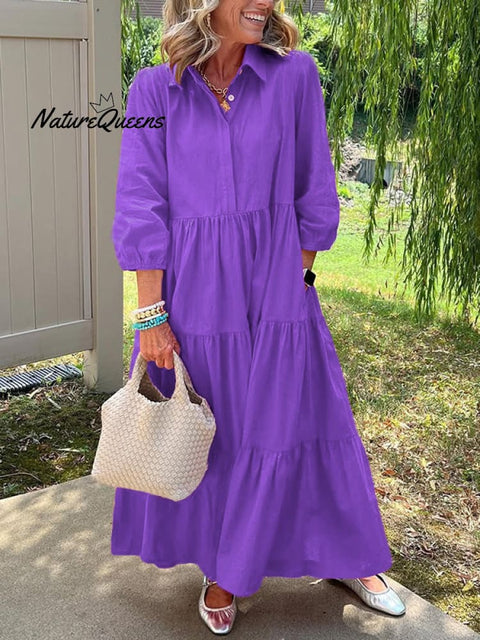 CLEARANCE🔥 Loose Cotton Linen Lapel Dress- Tax Free