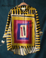 Abstract Painting Art Cotton and Linen Casual Shirt