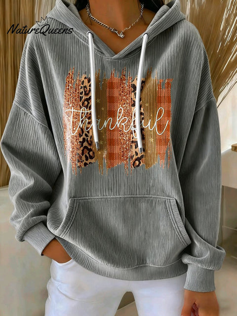 Women's Casual Autumn Thanksgiving Corduroy Hoodie