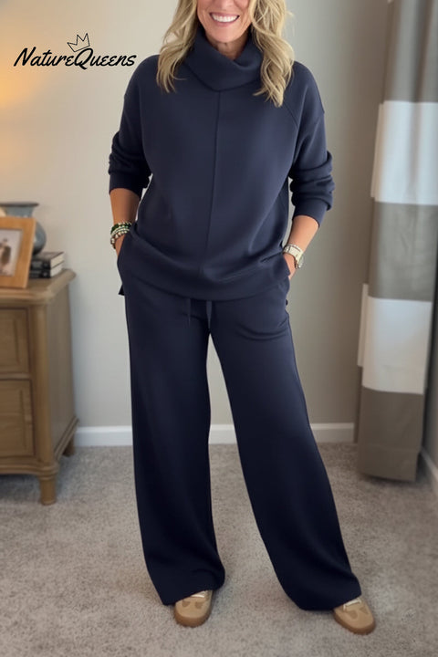 New Arrivals🔥 Cozy Travel Cowl Neck Sweatshirt and Pant 2 Piece Sets