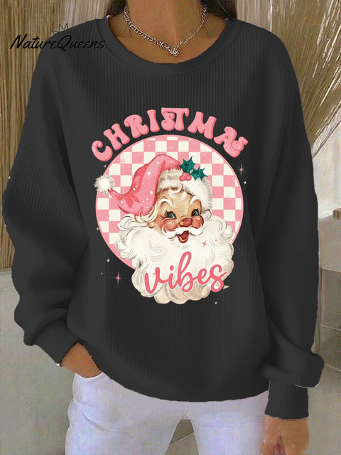 Women's Casual Santa Claus Print Round Neck Sweatshirt